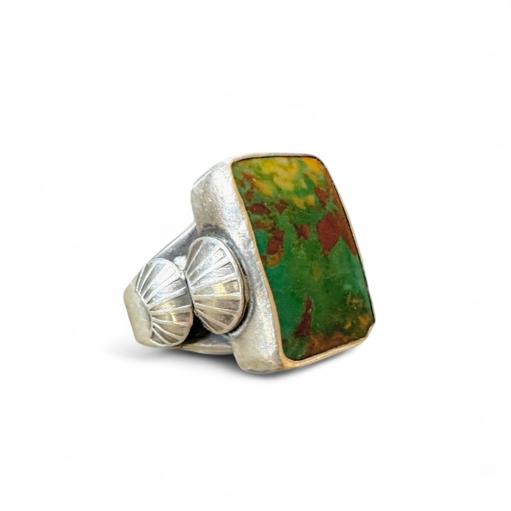 Sterling Silver and Green Turquoise Ring